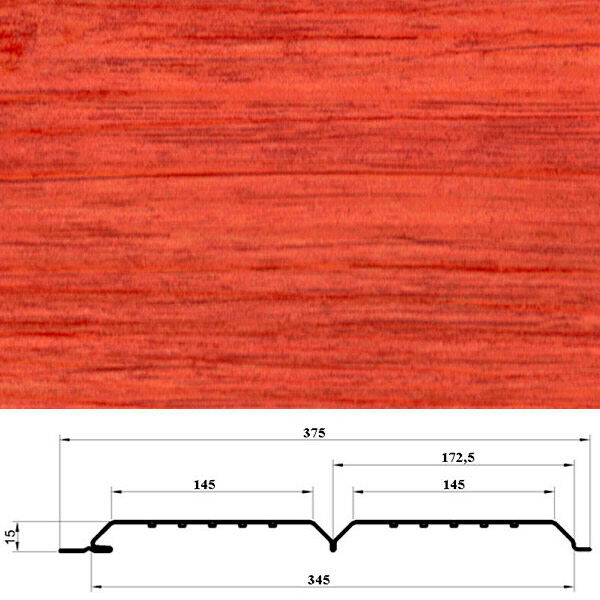 Софит металлический Евробрус перфорированный Рыжее Дерево 3D