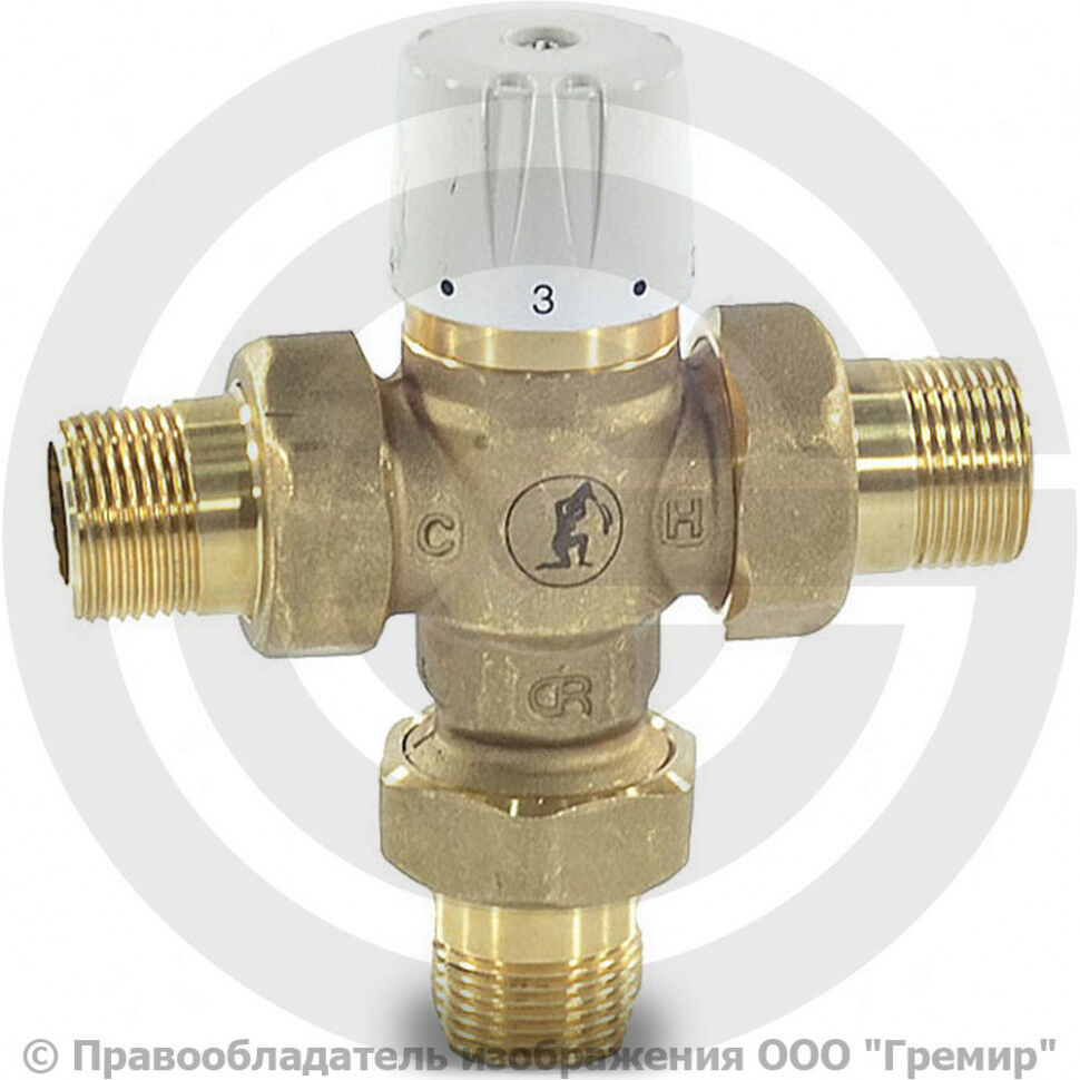 Клапан смесительный термостатический седельный латунный Ду-25 ( 1") Ру-10 НР (НАР) Kvs=5 (Т