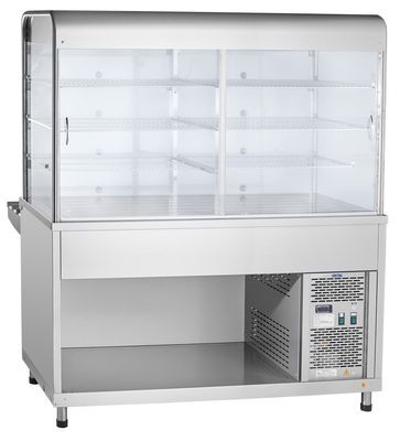 Прилавок-витрина холодильный АСТА(М) ПВВ(Н)-70 КМ-С-01-НШ, нерж, плоский стол, 1500мм, 210000001021
