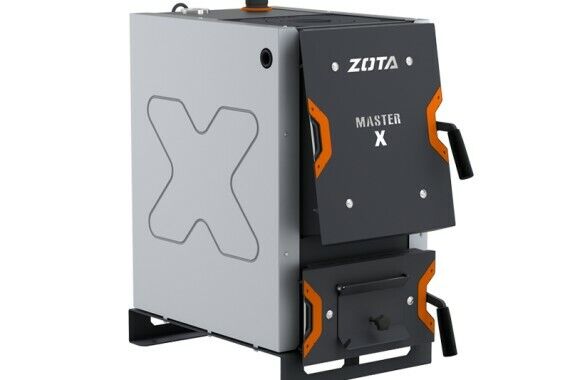 Твердотопливный котел длительного горения Zota Master X 32П 32 кВт, до 13 ч горения, с плитой