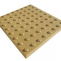 Плитка тактильная (преодолимое препятствие, конусы линейные), 35х300х300, бетон, жёлтый 1